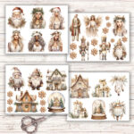 boho-gold-christmas-fussy-cuts-a4-collage-sheet-junk-journal-kit