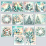 printed-scrapbook-paper-pad-for-christmas-in-mint-and-pink-colors